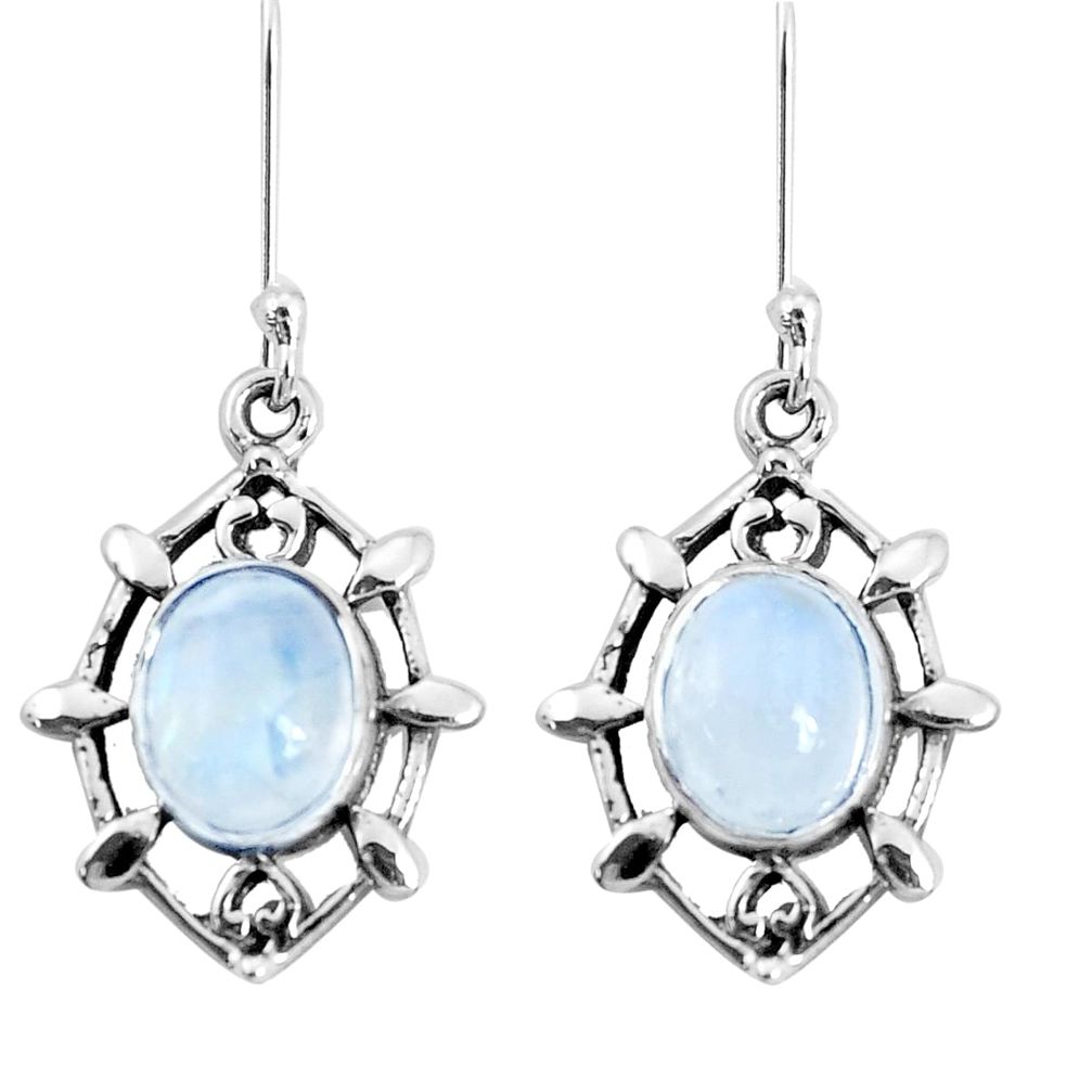 6.72cts natural rainbow moonstone 925 sterling silver dangle earrings p29258