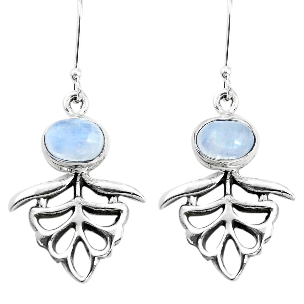 5.01cts natural rainbow moonstone 925 sterling silver dangle earrings p38487