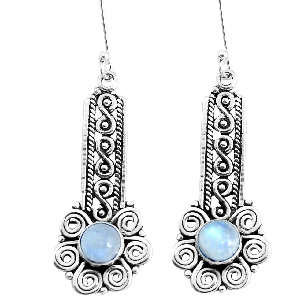 2.82cts natural rainbow moonstone 925 sterling silver dangle earrings p39233