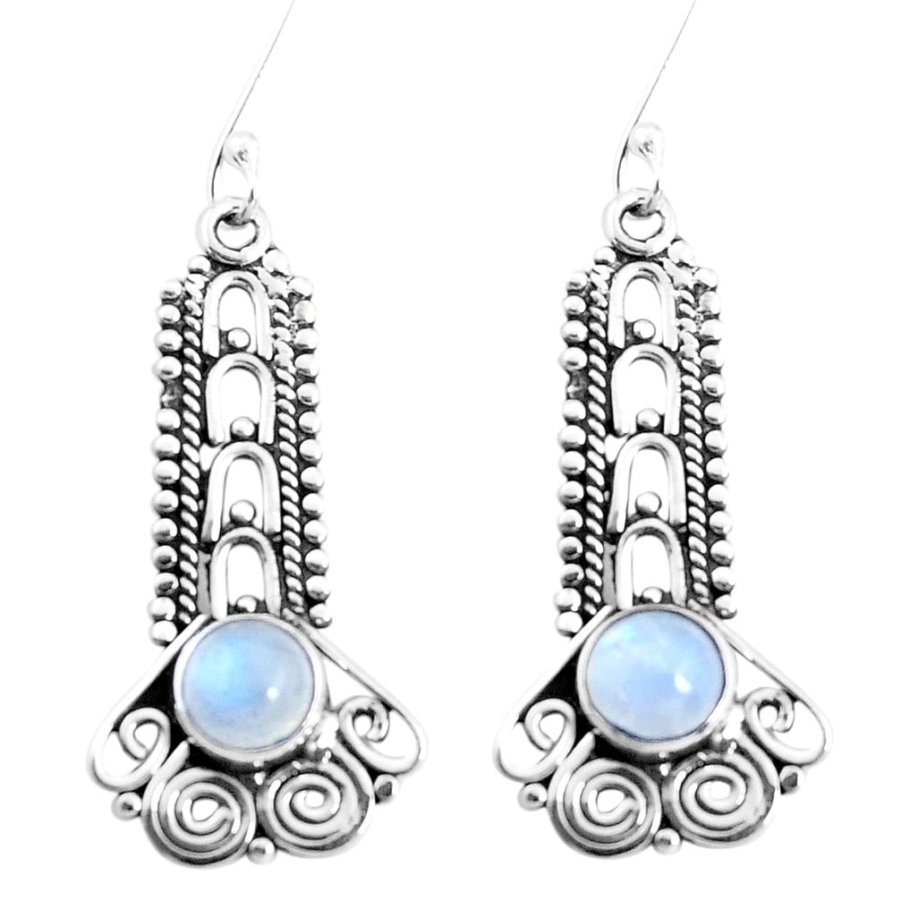 2.93cts natural rainbow moonstone 925 sterling silver dangle earrings p39339