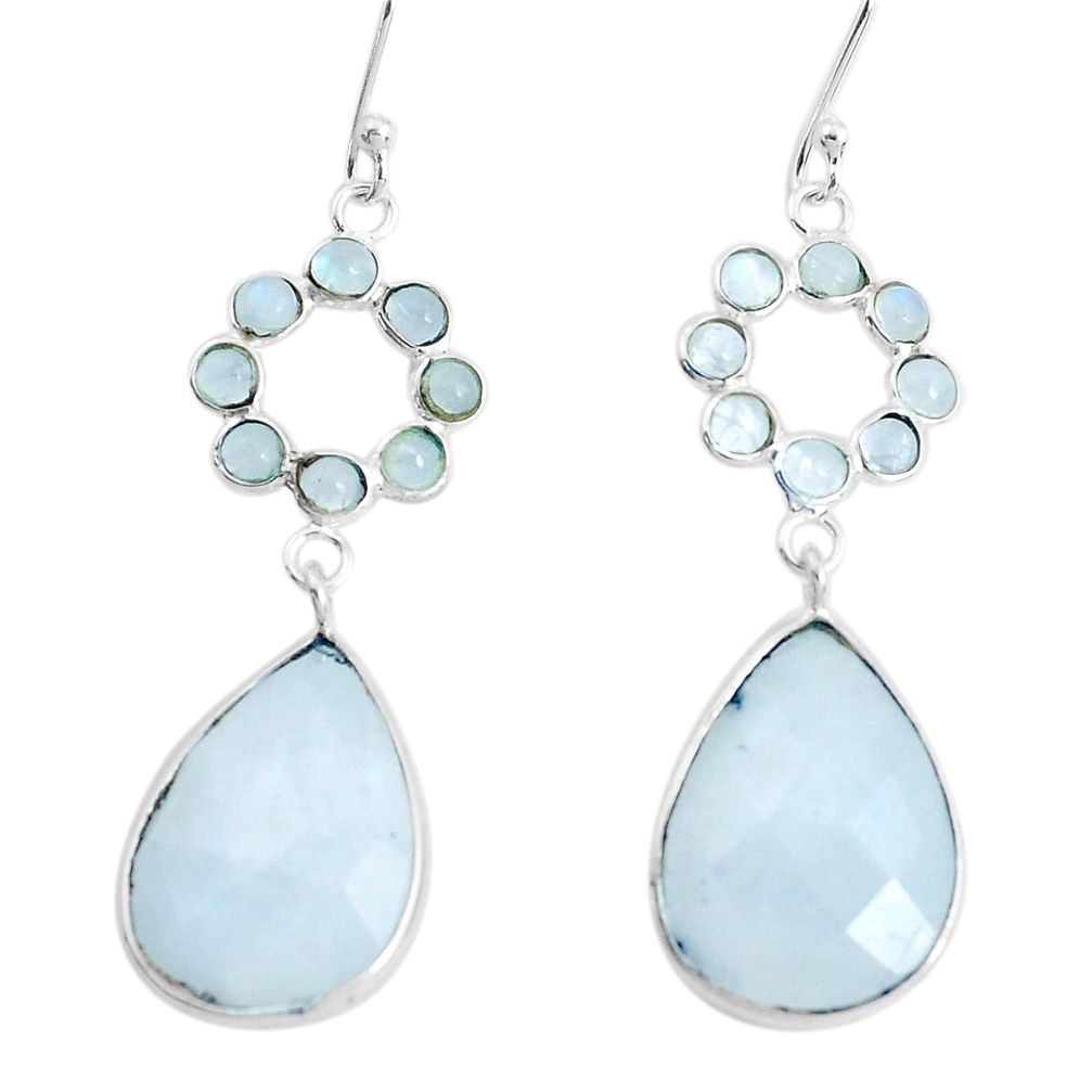 17.35cts natural rainbow moonstone 925 sterling silver dangle earrings p43600