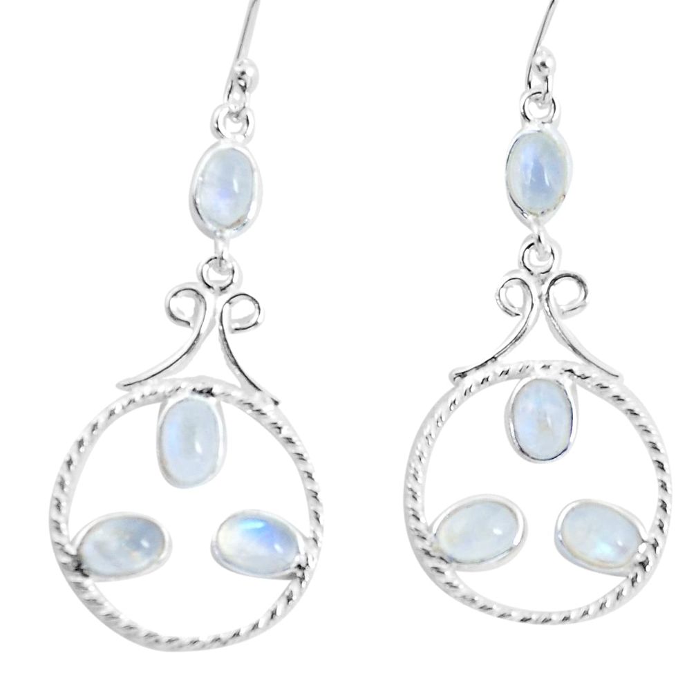 8.77cts natural rainbow moonstone 925 sterling silver dangle earrings p56936