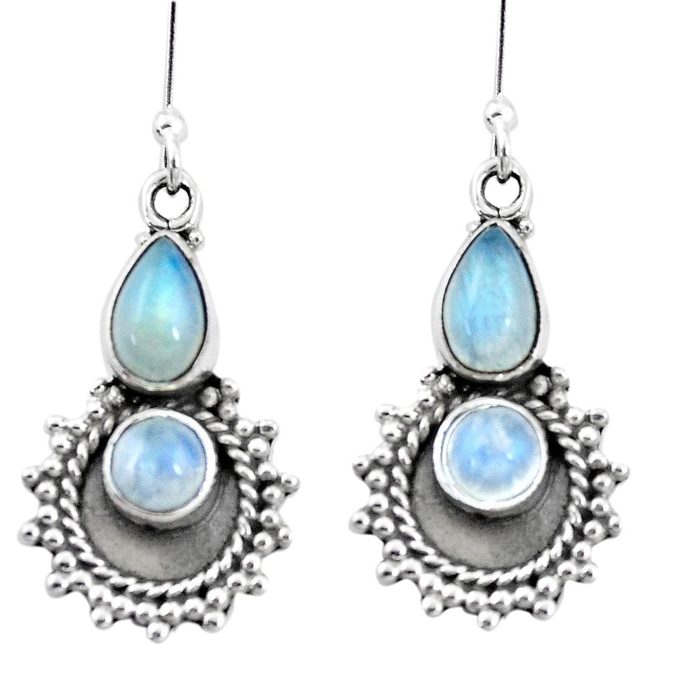 rainbow moonstone 925 sterling silver dangle earrings p5814