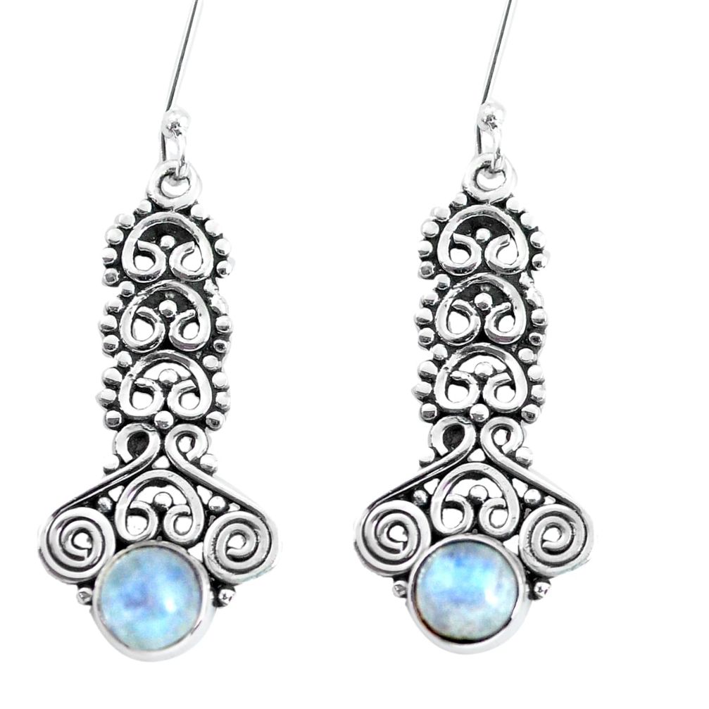 2.68cts natural rainbow moonstone 925 sterling silver dangle earrings p58142