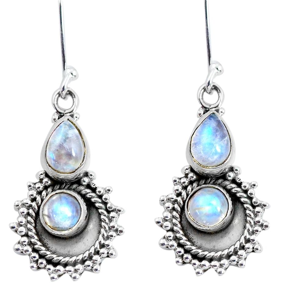 rainbow moonstone 925 sterling silver dangle earrings p58226