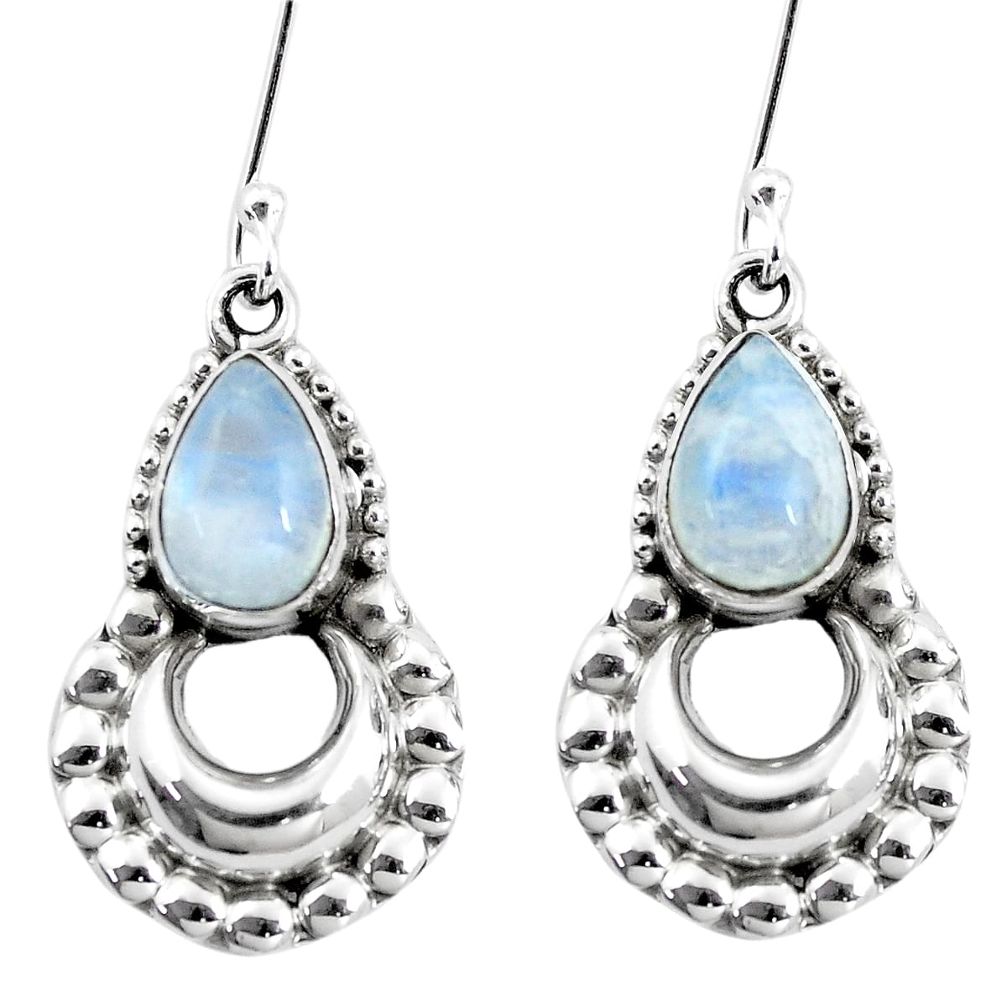 5.54cts natural rainbow moonstone 925 sterling silver dangle earrings p5858
