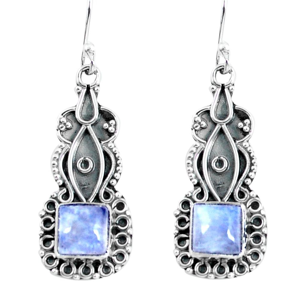 4.84cts natural rainbow moonstone 925 sterling silver dangle earrings p60000