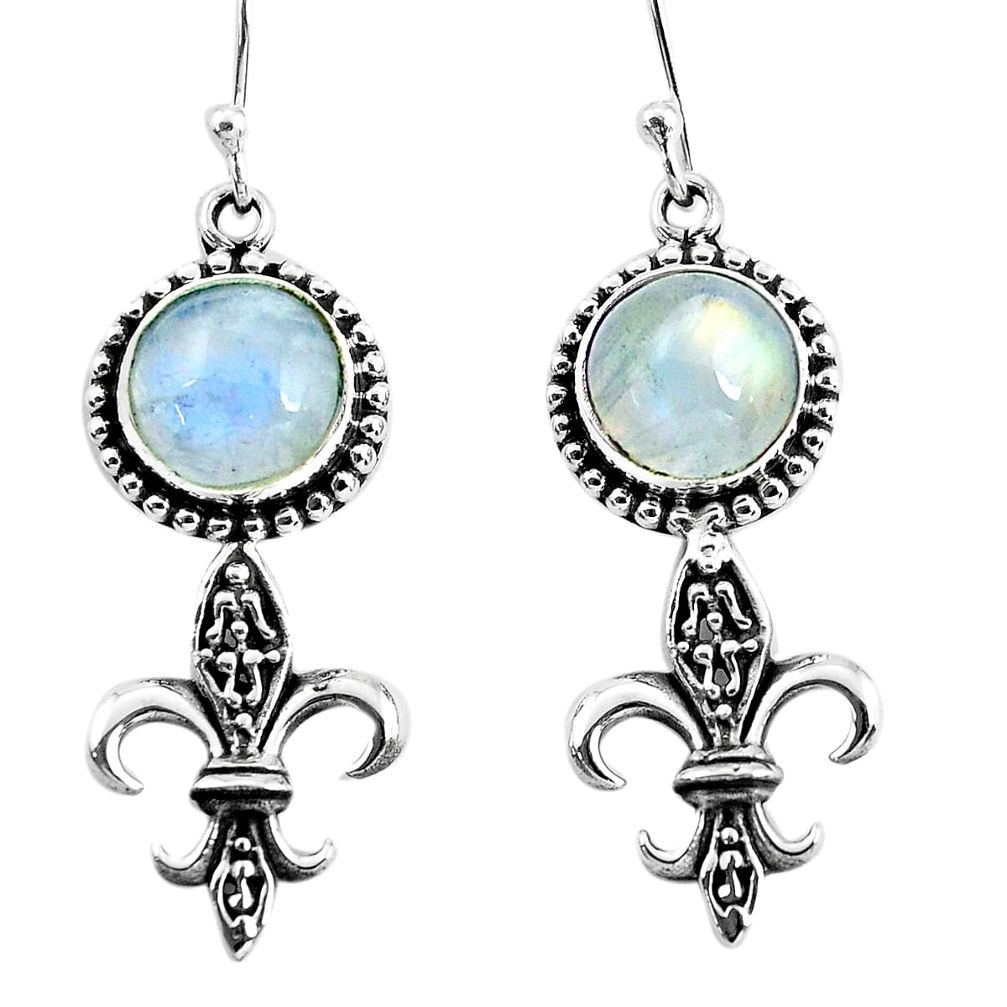 7.22cts natural rainbow moonstone 925 sterling silver dangle earrings p60786