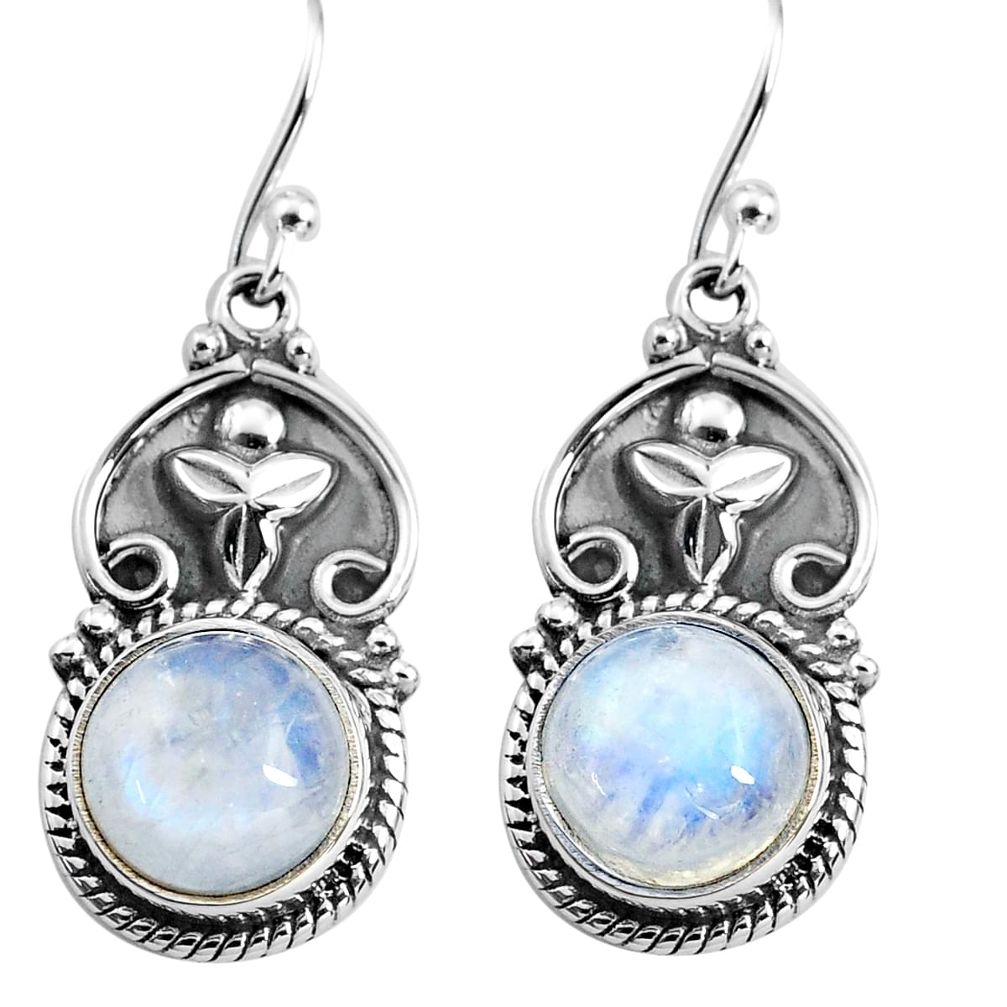 9.03cts natural rainbow moonstone 925 sterling silver dangle earrings p85655