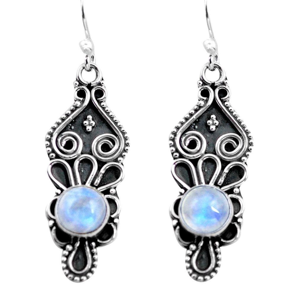 3.27cts natural rainbow moonstone 925 sterling silver dangle earrings p87534