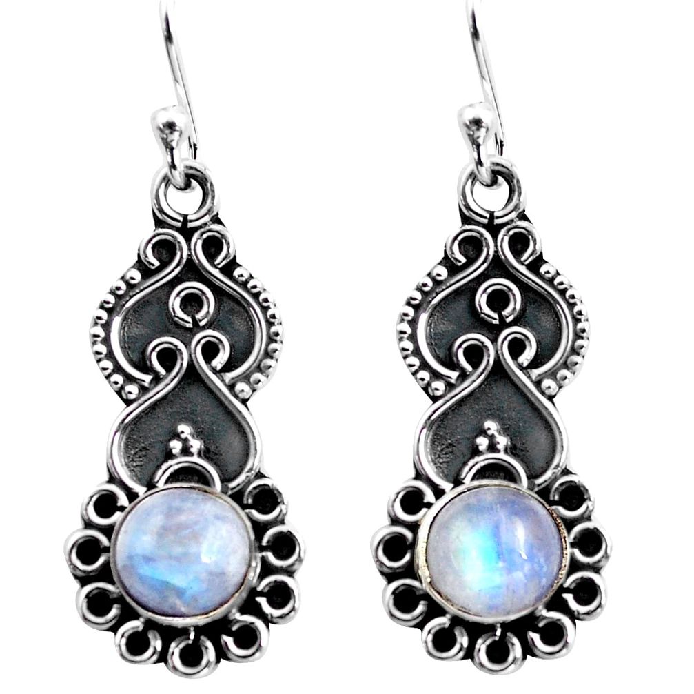 3.13cts natural rainbow moonstone 925 sterling silver dangle earrings p87547