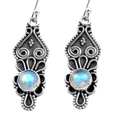 Clearance Sale- 3.46cts natural rainbow moonstone 925 sterling silver dangle earrings p87550