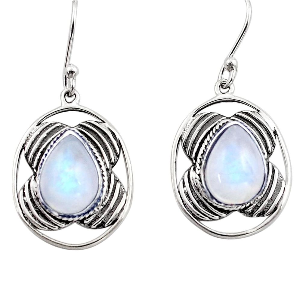 6.03cts natural rainbow moonstone 925 sterling silver dangle earrings p88455