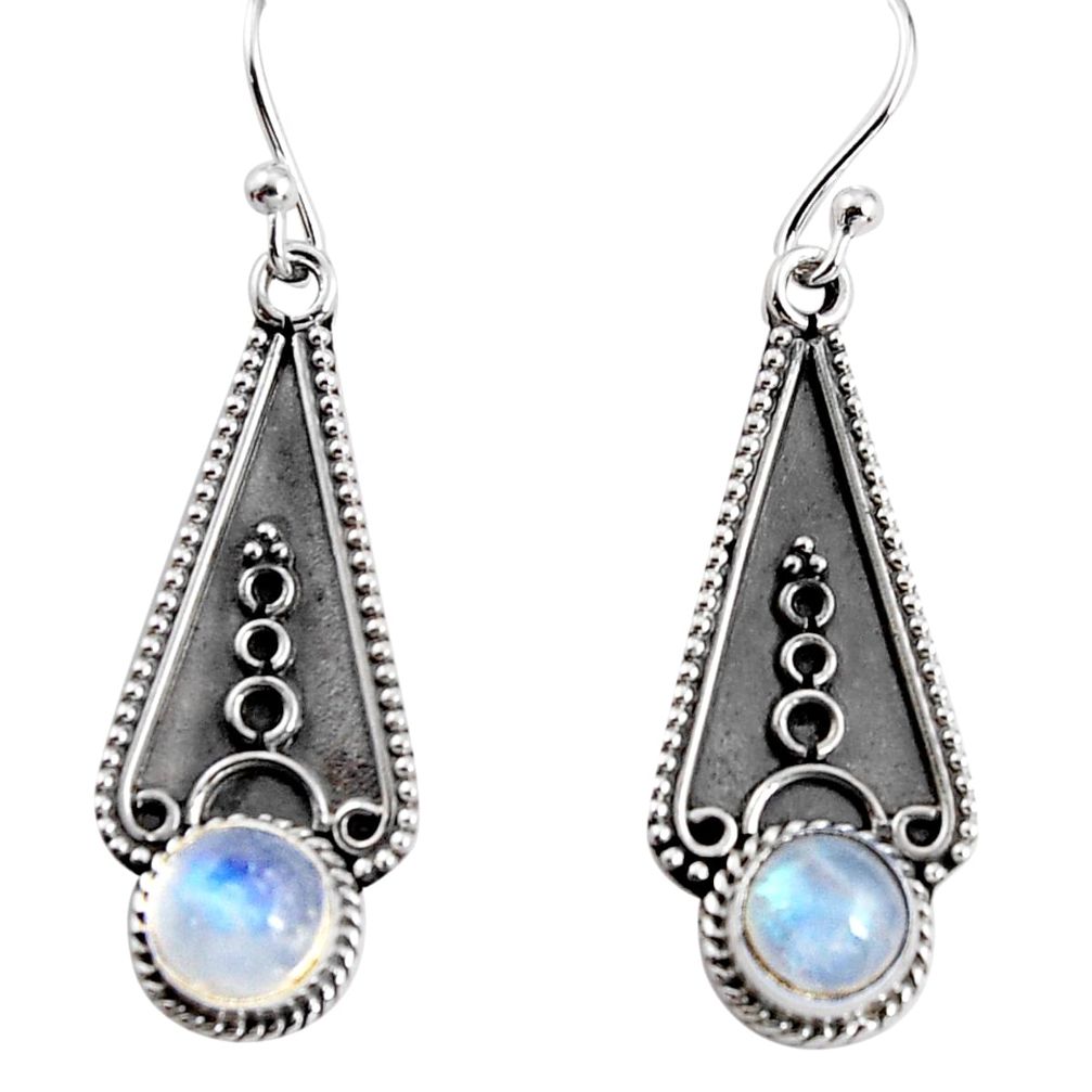 2.55cts natural rainbow moonstone 925 sterling silver dangle earrings p91338