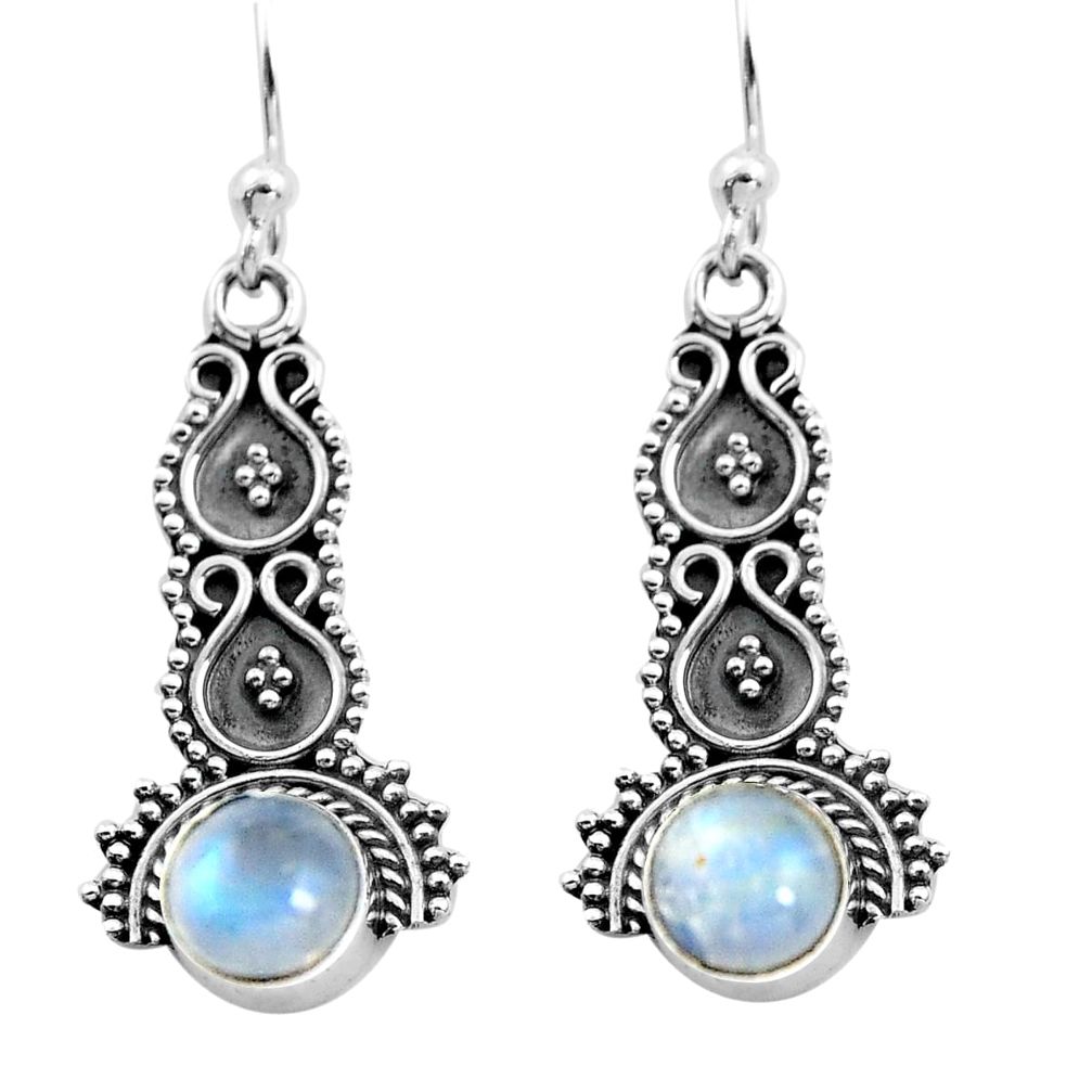 2.44cts natural rainbow moonstone 925 sterling silver dangle earrings p91353
