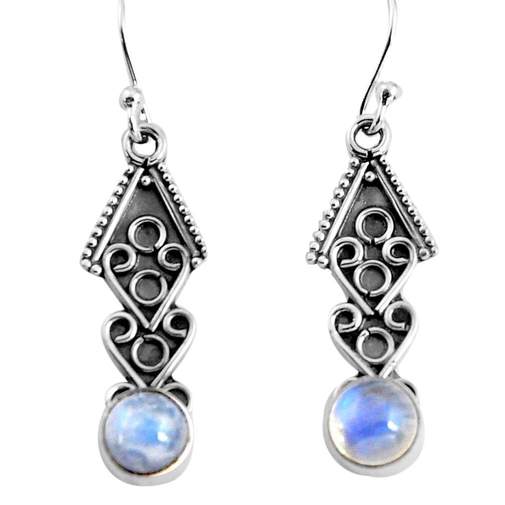 2.59cts natural rainbow moonstone 925 sterling silver dangle earrings p91396