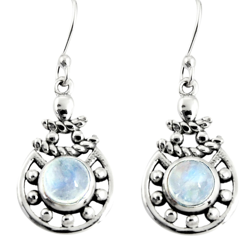 2.51cts natural rainbow moonstone 925 sterling silver dangle earrings r19823