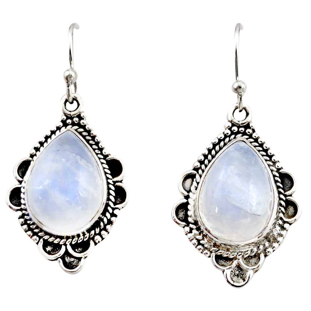 12.64cts natural rainbow moonstone 925 sterling silver dangle earrings r21502