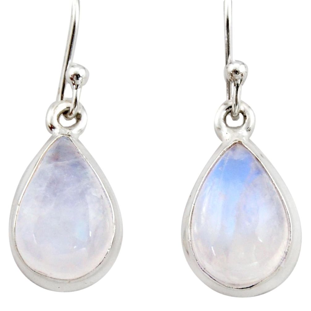 6.17cts natural rainbow moonstone 925 sterling silver dangle earrings r21531