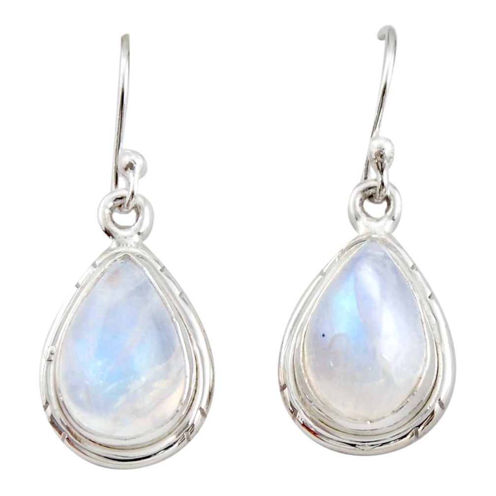 8.44cts natural rainbow moonstone 925 sterling silver dangle earrings r21537