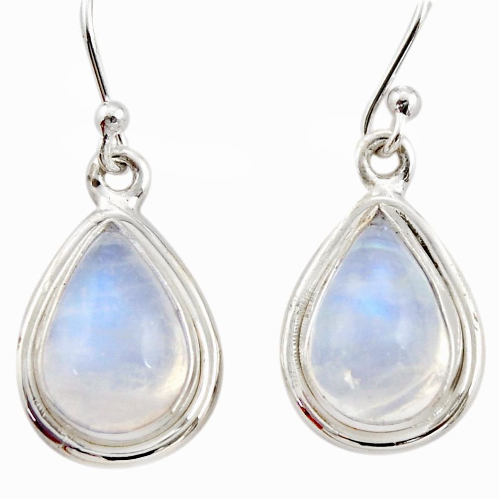 7.69cts natural rainbow moonstone 925 sterling silver dangle earrings r21546