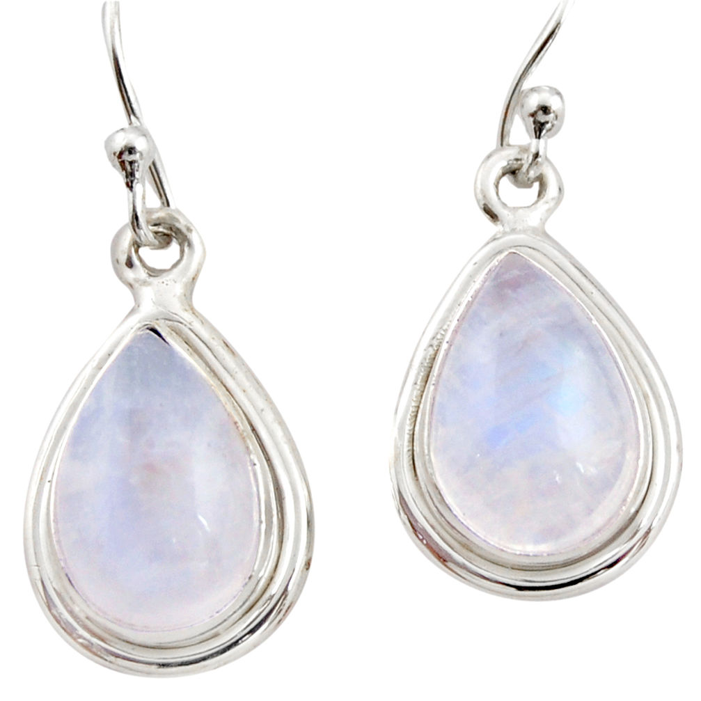 7.67cts natural rainbow moonstone 925 sterling silver dangle earrings r21553