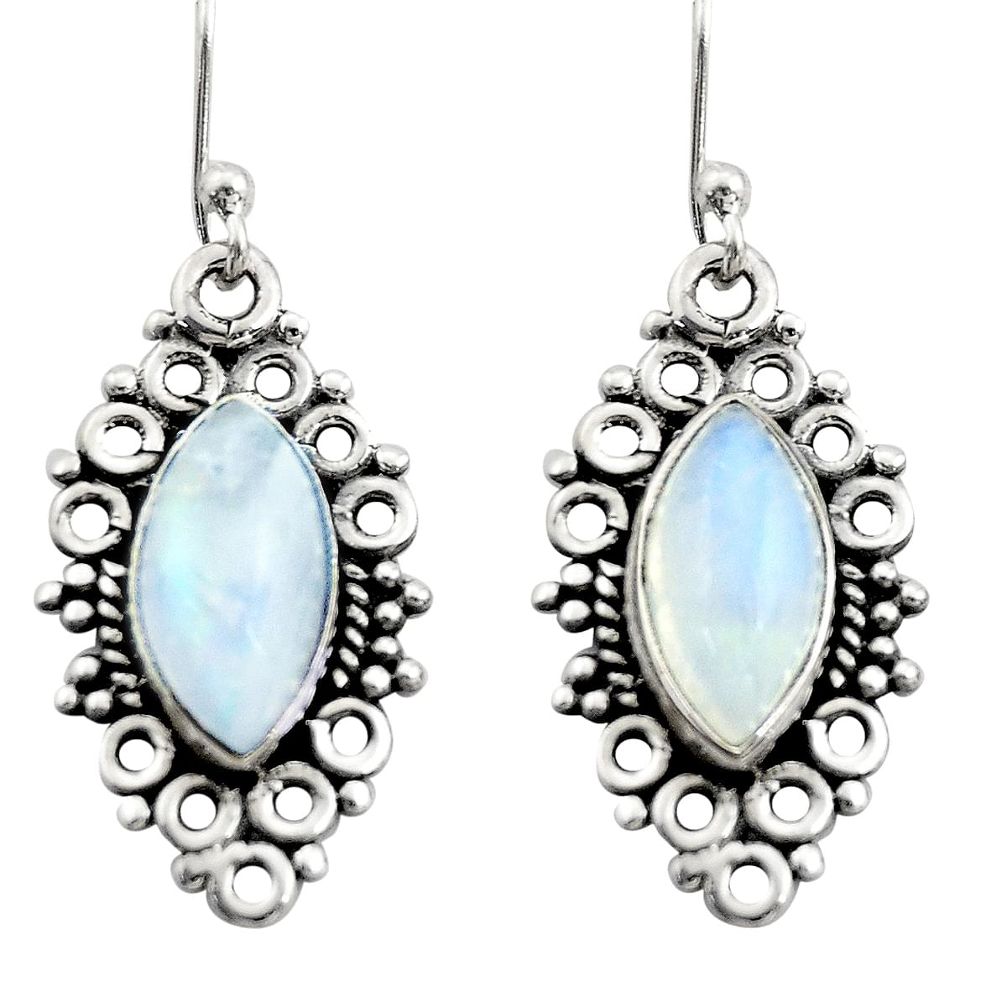 10.02cts natural rainbow moonstone 925 sterling silver dangle earrings r21738