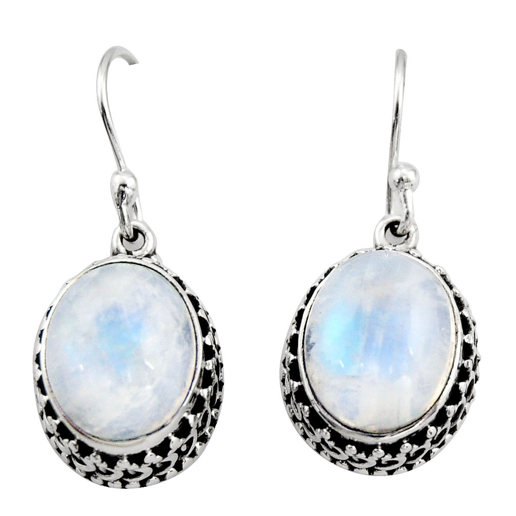 8.27cts natural rainbow moonstone 925 sterling silver dangle earrings r21872