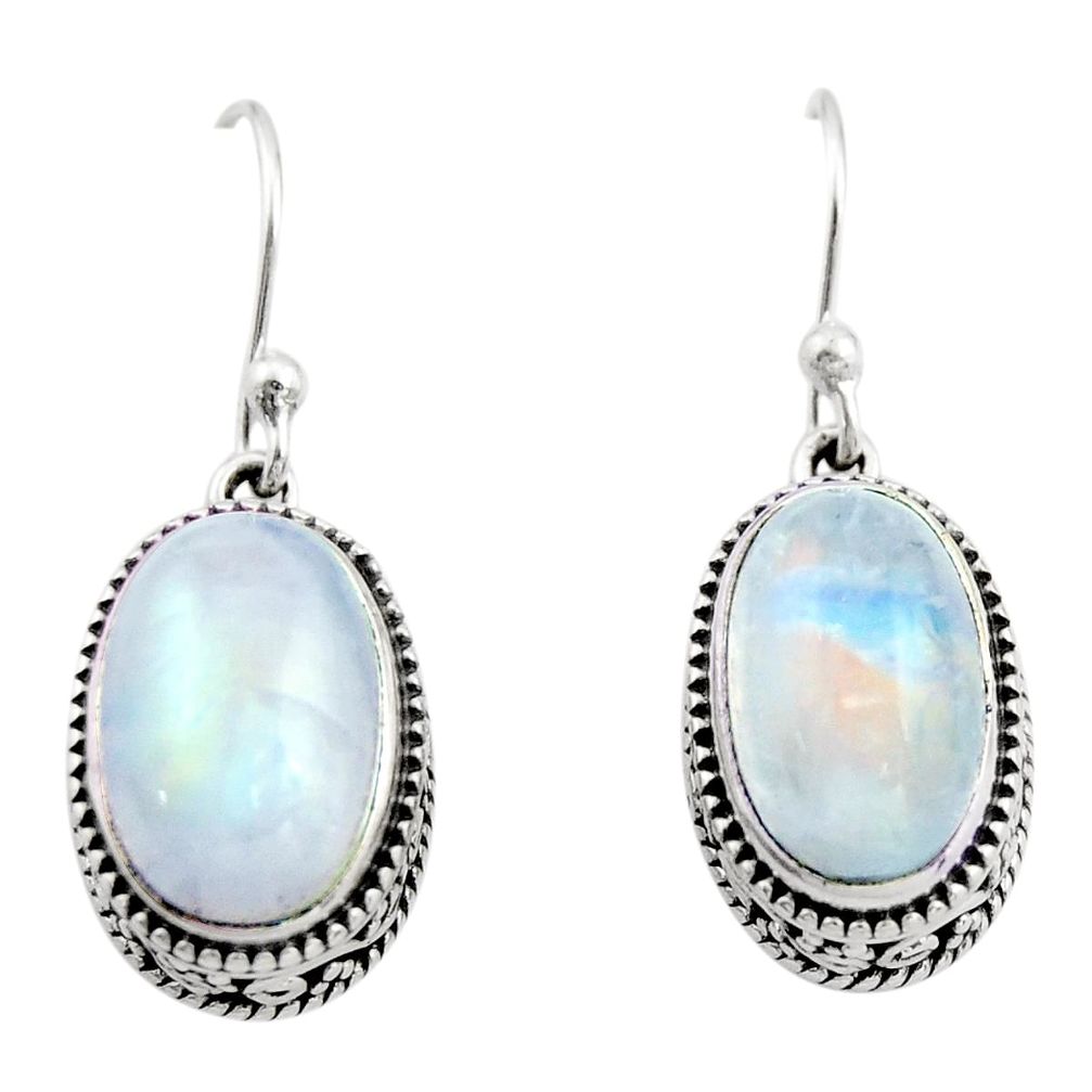 8.17cts natural rainbow moonstone 925 sterling silver dangle earrings r21880