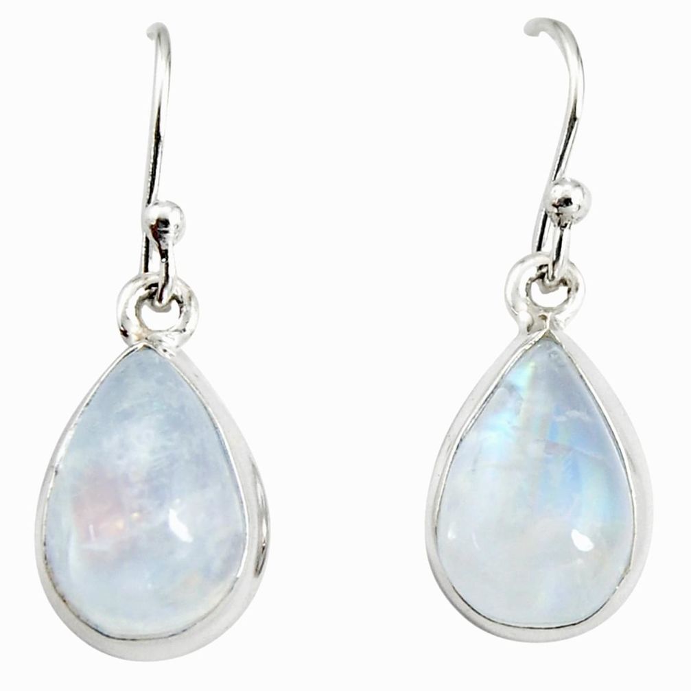 8.12cts natural rainbow moonstone 925 sterling silver dangle earrings r25082
