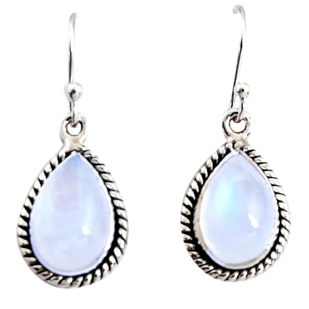 8.80cts natural rainbow moonstone 925 sterling silver dangle earrings r25096