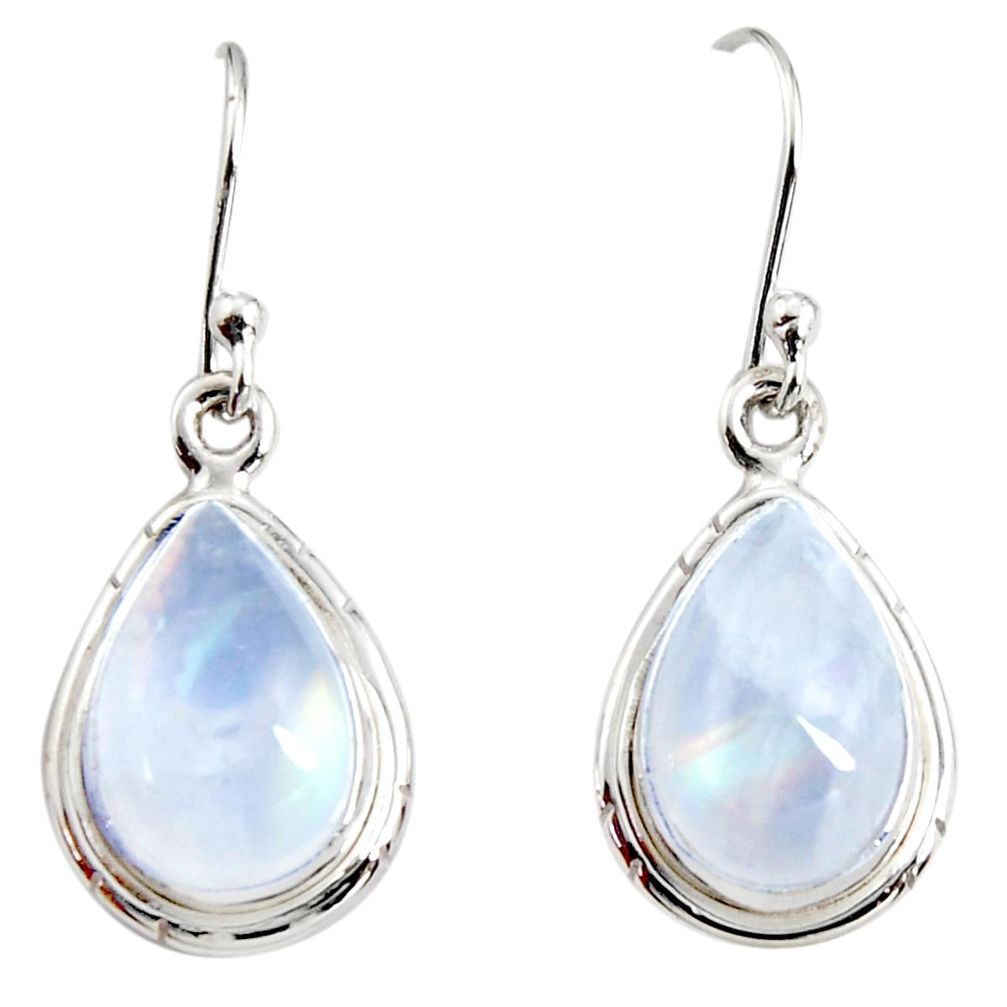 9.18cts natural rainbow moonstone 925 sterling silver dangle earrings r25100