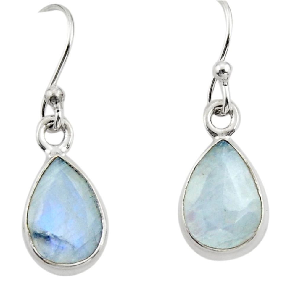 4.23cts natural rainbow moonstone 925 sterling silver dangle earrings r26717