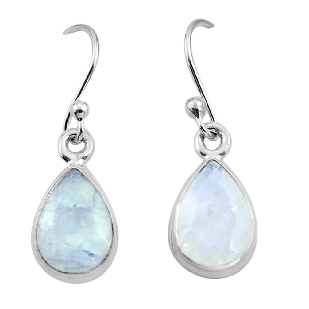 4.62cts natural rainbow moonstone 925 sterling silver dangle earrings r26738