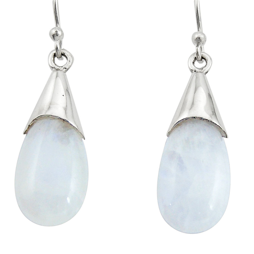12.54cts natural rainbow moonstone 925 sterling silver dangle earrings r27014