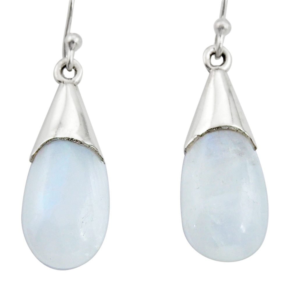 13.13cts natural rainbow moonstone 925 sterling silver dangle earrings r27016