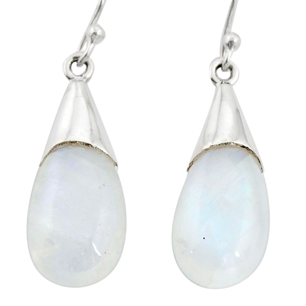 13.64cts natural rainbow moonstone 925 sterling silver dangle earrings r27017