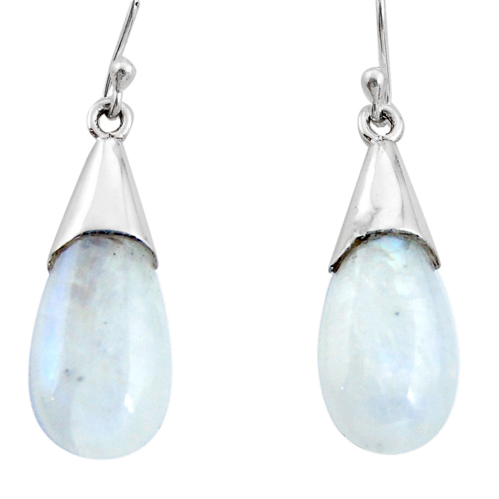 13.69cts natural rainbow moonstone 925 sterling silver dangle earrings r27019