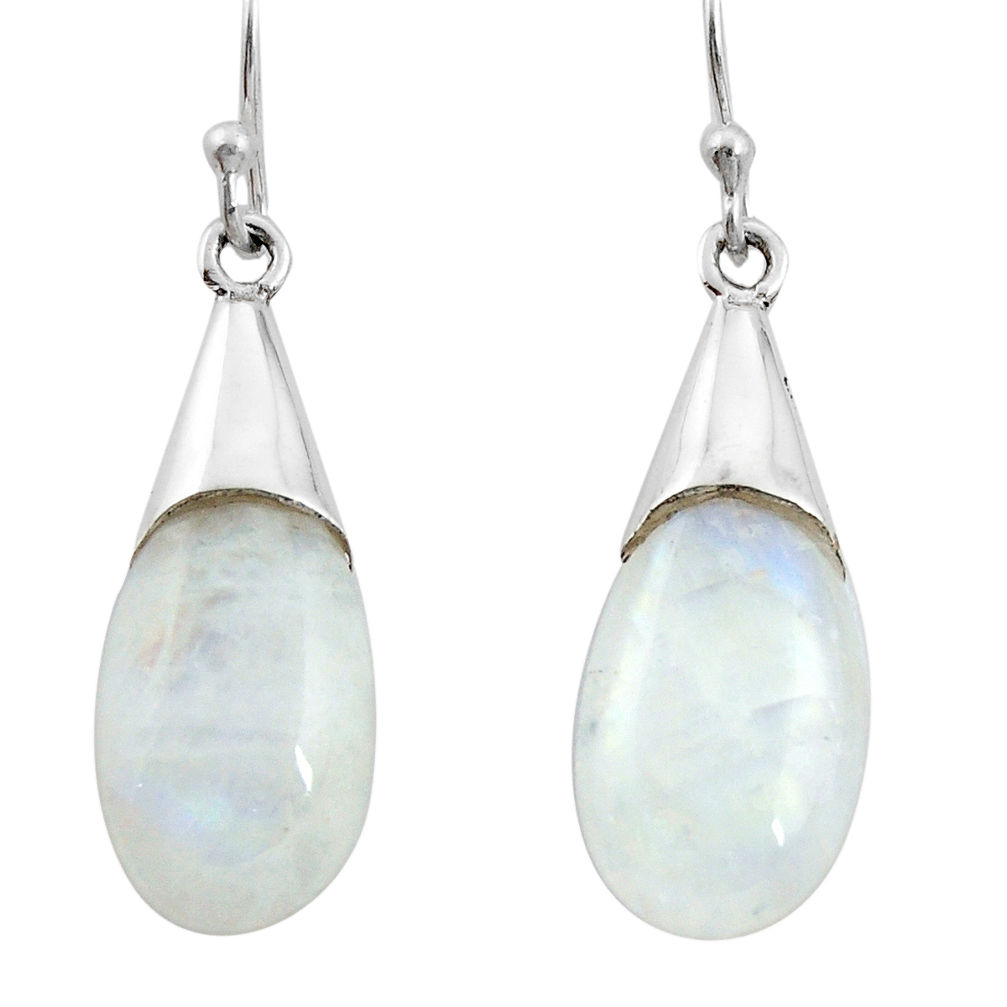 11.23cts natural rainbow moonstone 925 sterling silver dangle earrings r27020