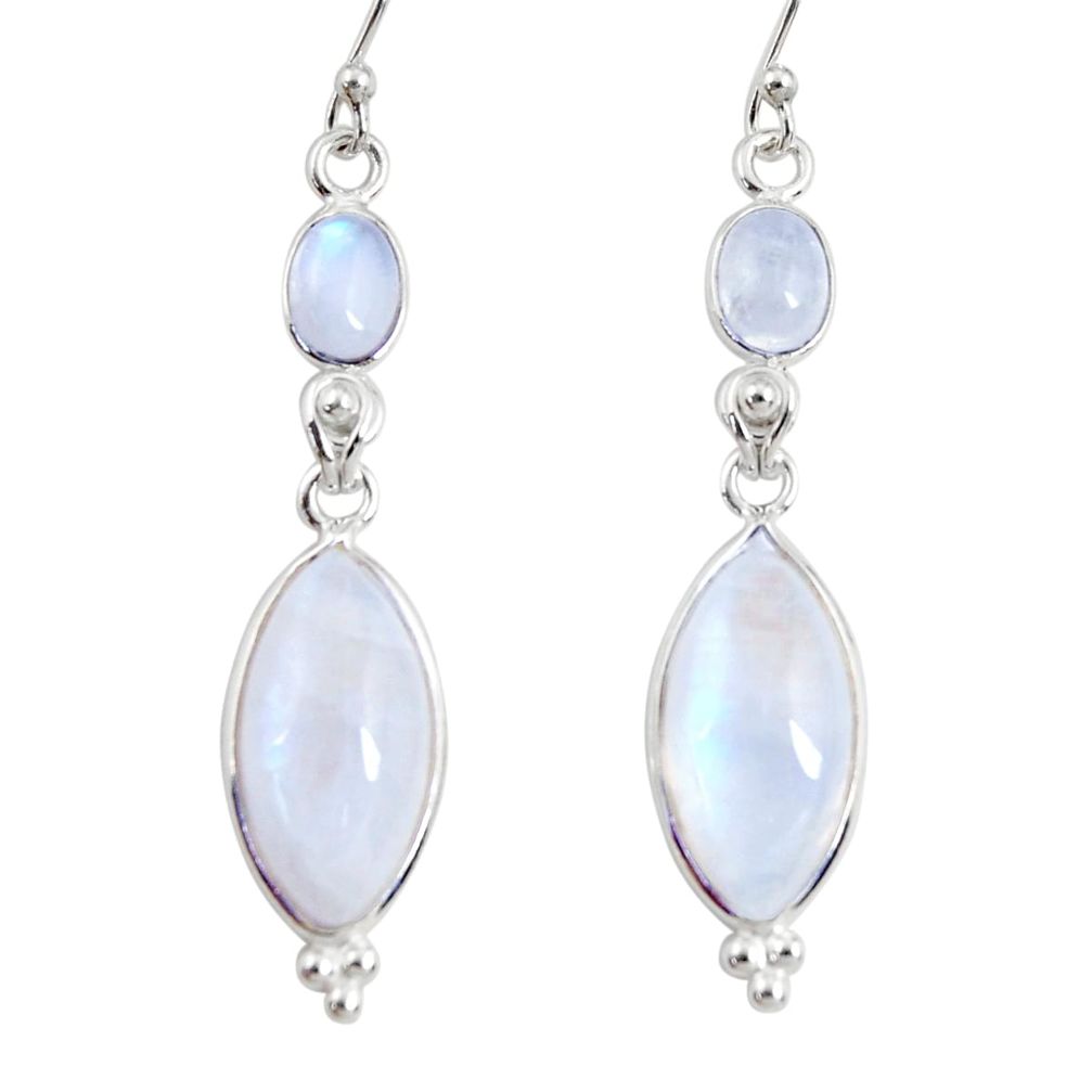 15.34cts natural rainbow moonstone 925 sterling silver dangle earrings r29226