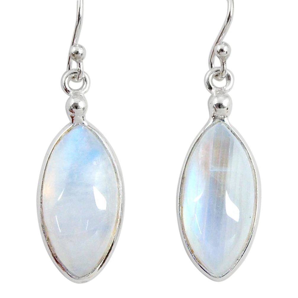 11.96cts natural rainbow moonstone 925 sterling silver dangle earrings r29232