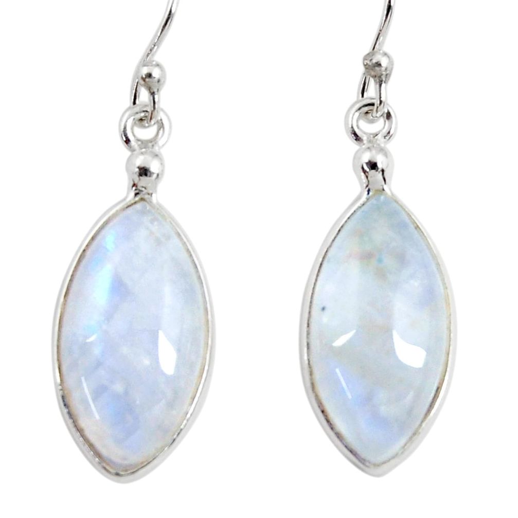 11.98cts natural rainbow moonstone 925 sterling silver dangle earrings r29233