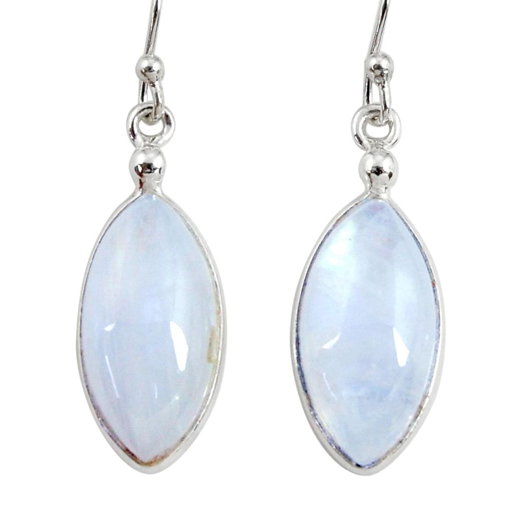 12.54cts natural rainbow moonstone 925 sterling silver dangle earrings r29239