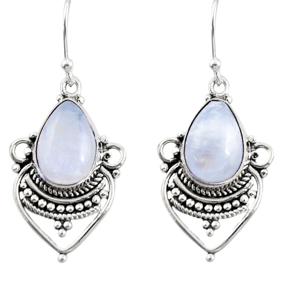 8.51cts natural rainbow moonstone 925 sterling silver dangle earrings r30896