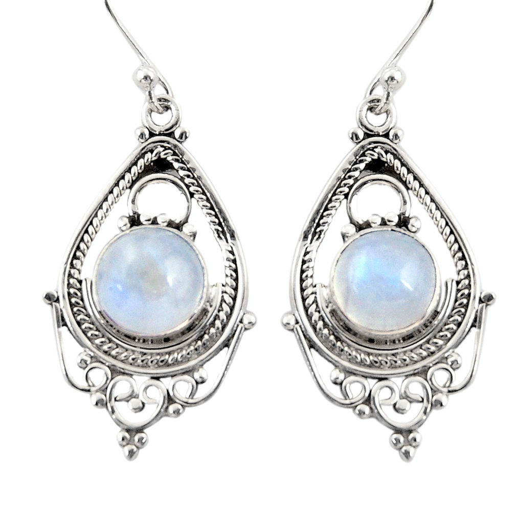 7.23cts natural rainbow moonstone 925 sterling silver dangle earrings r30918