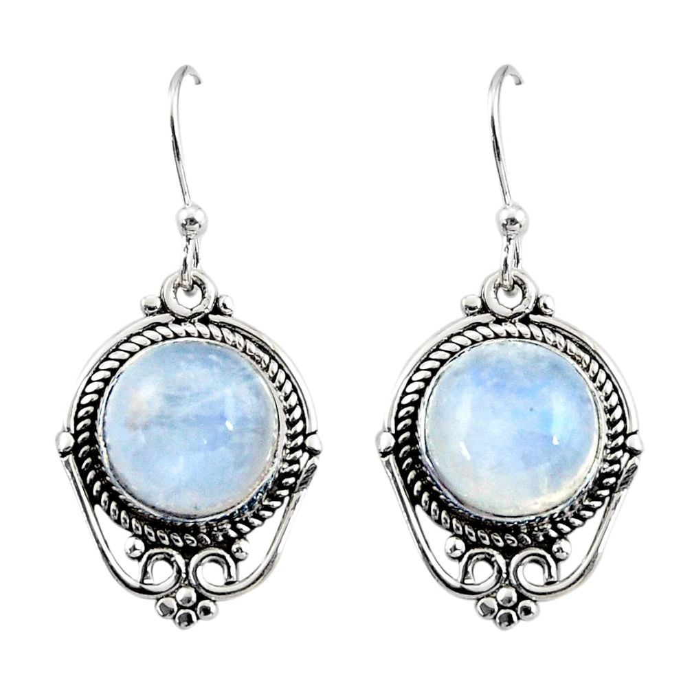 9.05cts natural rainbow moonstone 925 sterling silver dangle earrings r30927