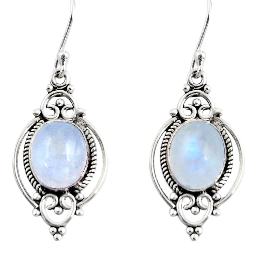 8.73cts natural rainbow moonstone 925 sterling silver dangle earrings r30971