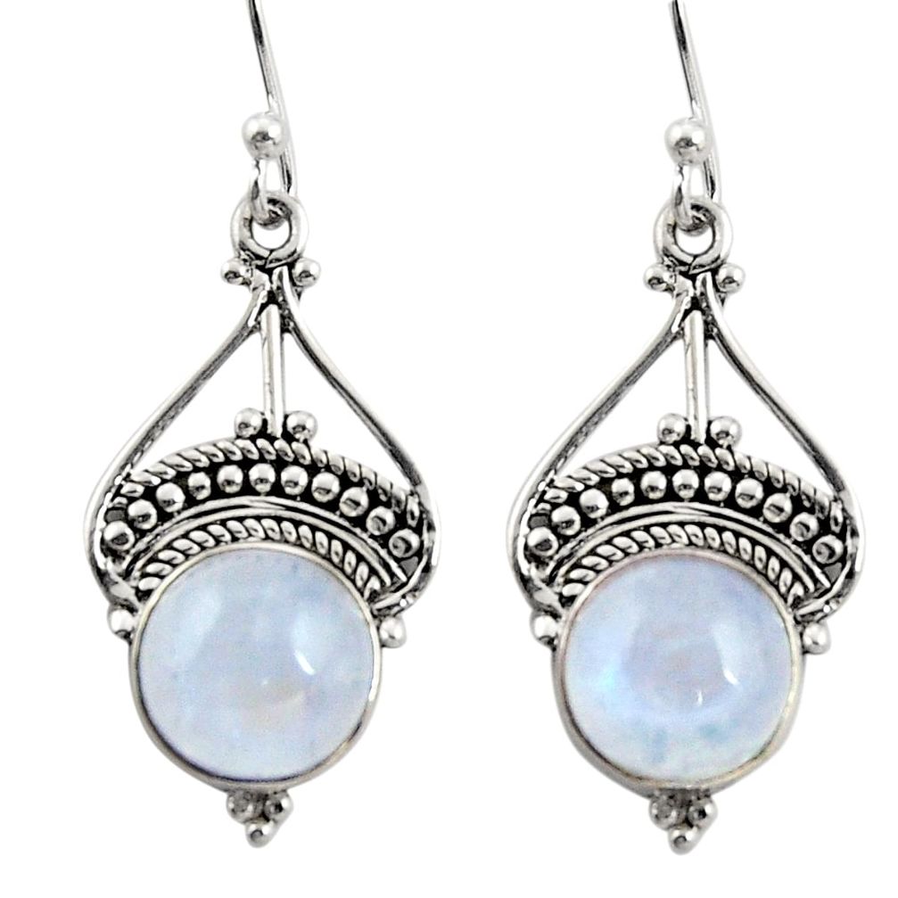 7.09cts natural rainbow moonstone 925 sterling silver dangle earrings r31019