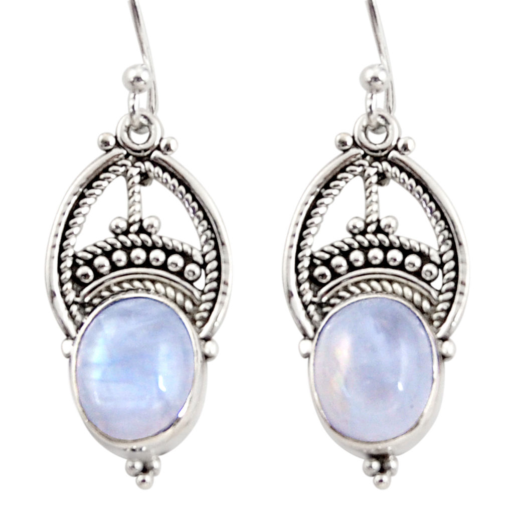 8.24cts natural rainbow moonstone 925 sterling silver dangle earrings r31022