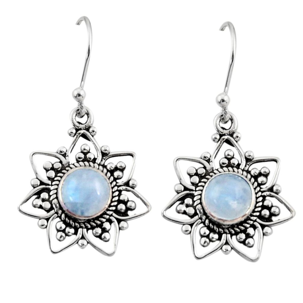 2.78cts natural rainbow moonstone 925 sterling silver dangle earrings r31166